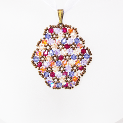 Pendant 30cm - Terence Oval-Violet Organza - Pendant 30cm - Laiton bronze